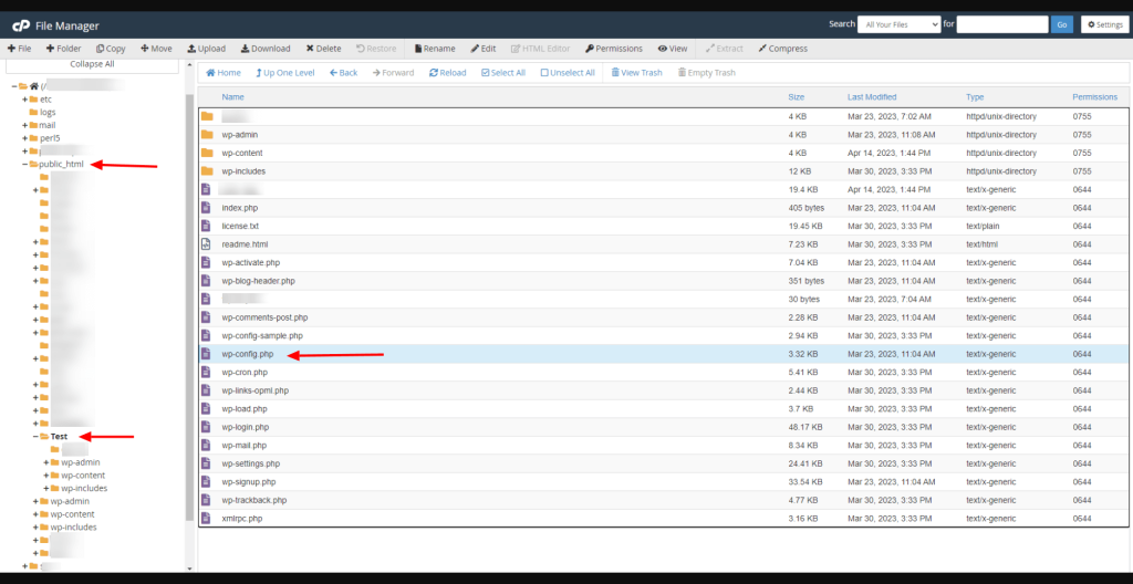 each subsite has its individual wp-config file in the main folder